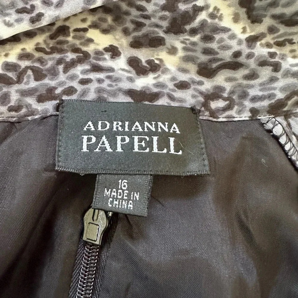 Adriana Papell Gray & white Tie-Front Lined Longsleeve Sheath Dress - Picture 7 of 10